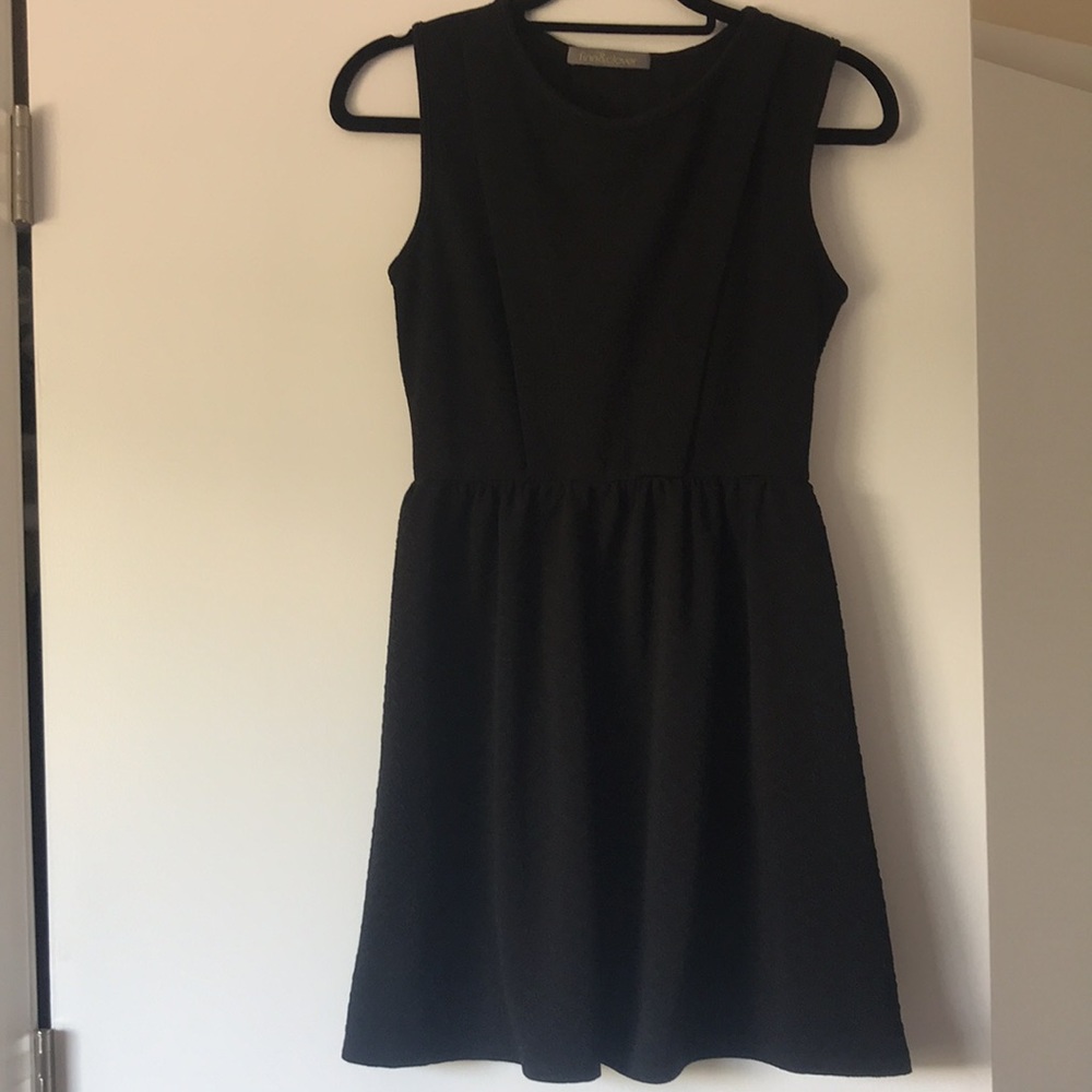 Black Textured Mini Dress with Cutout Back